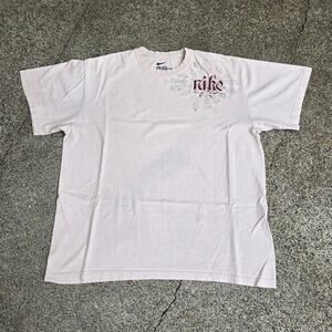 Vtg Y2k NIKE Cyber Grunge Old English Tribal Graphic Earthtone T Shirt XL